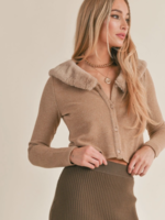 Daria Vegan Fur Collar Cardi