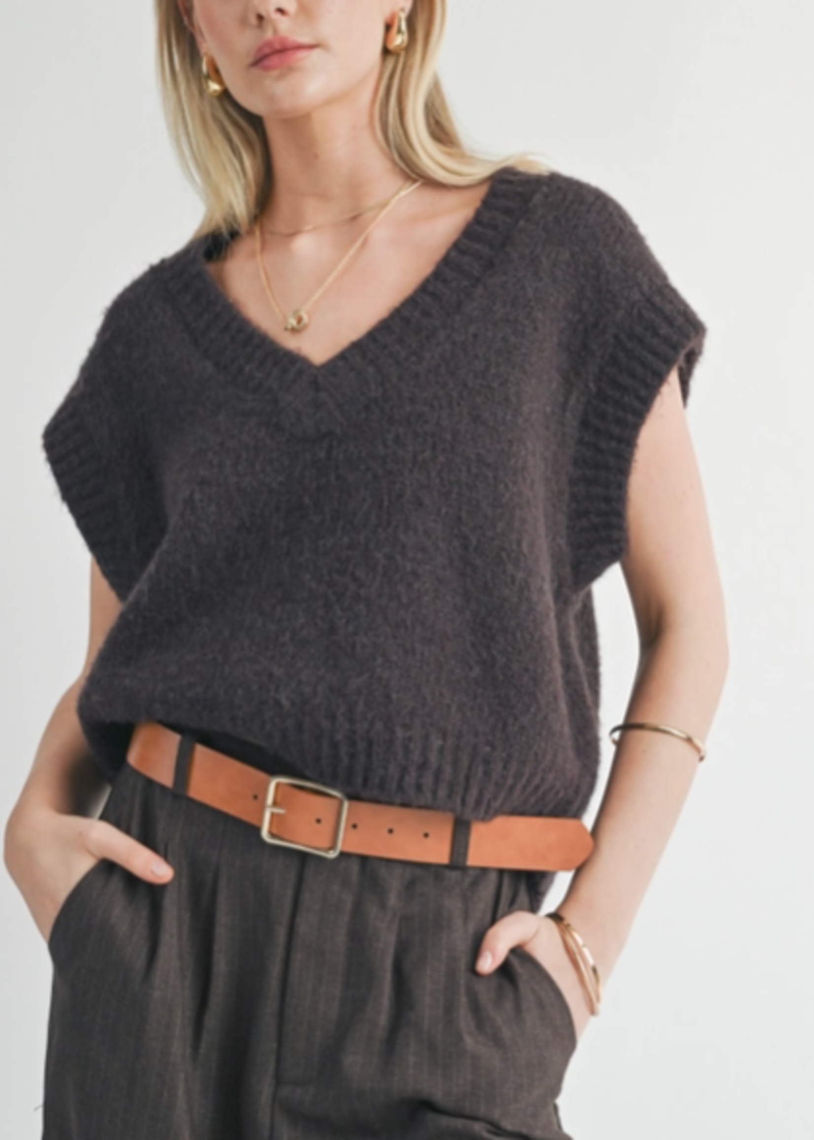 Peyton Oversized V Neck Sweater Vest