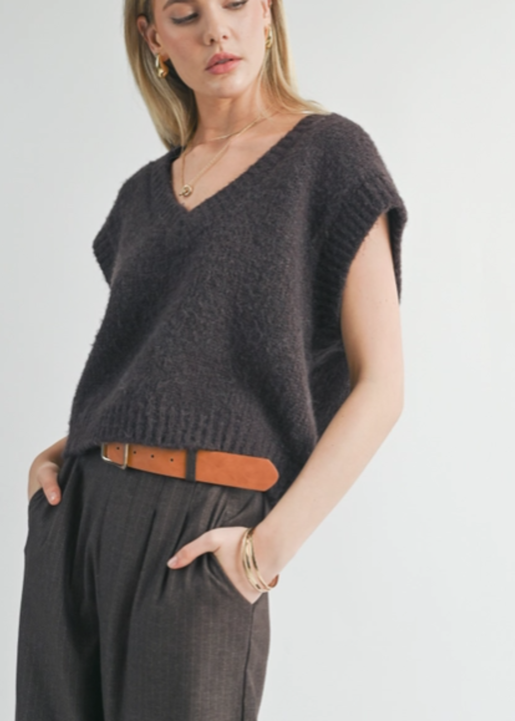 Peyton Oversized V Neck Sweater Vest