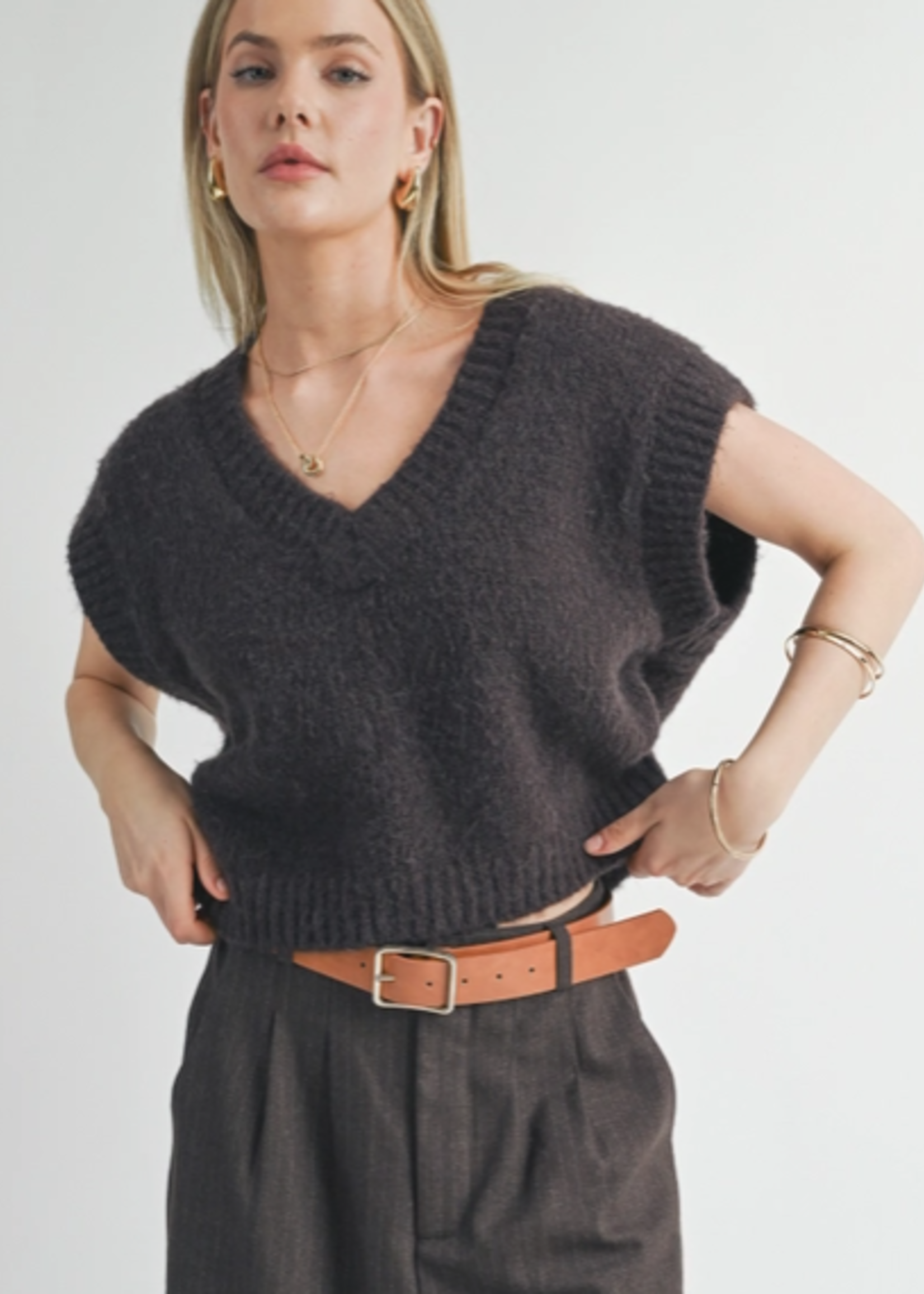 Peyton Oversized V Neck Sweater Vest