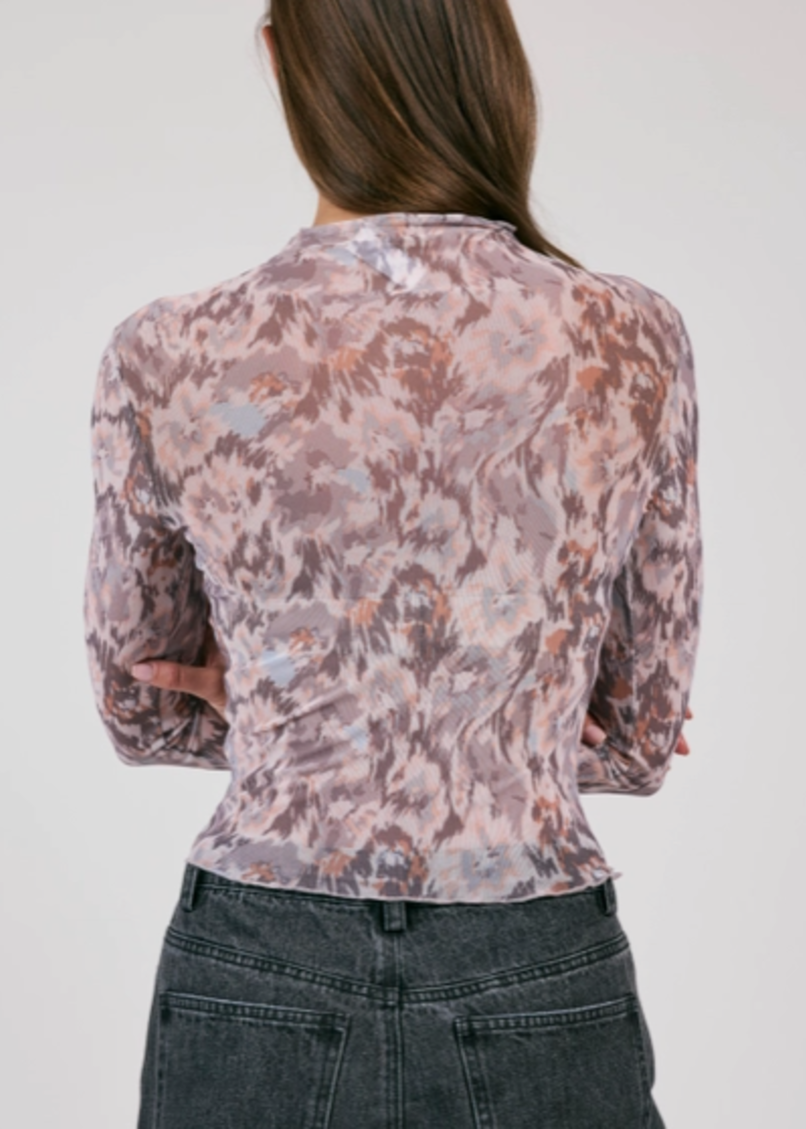 Renewed Mesh Mock Neck Top