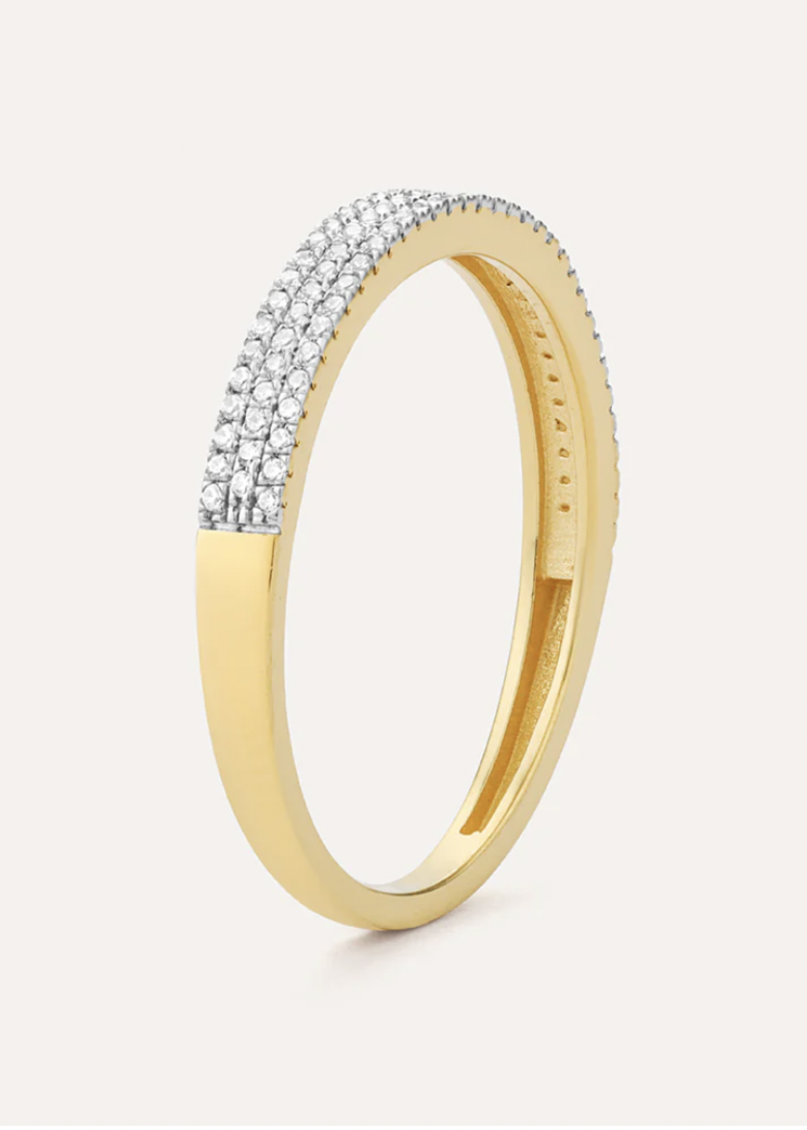 14k GP 3 Row Pave Band Ring