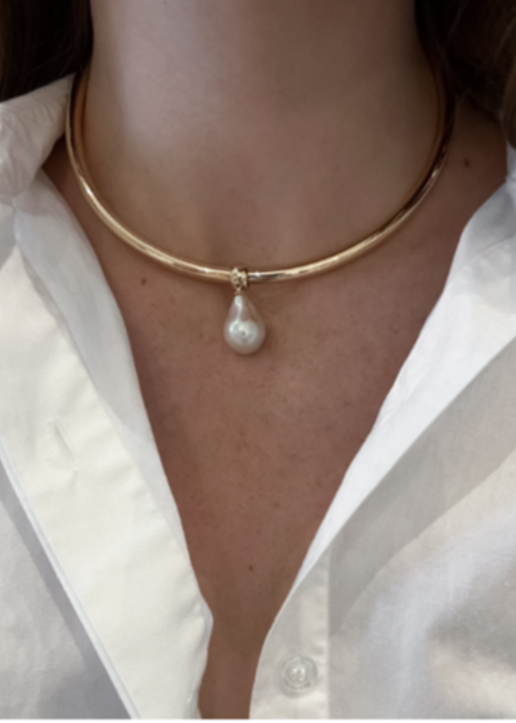 Talia Pearl Choker Necklace - 14k Gold Plated