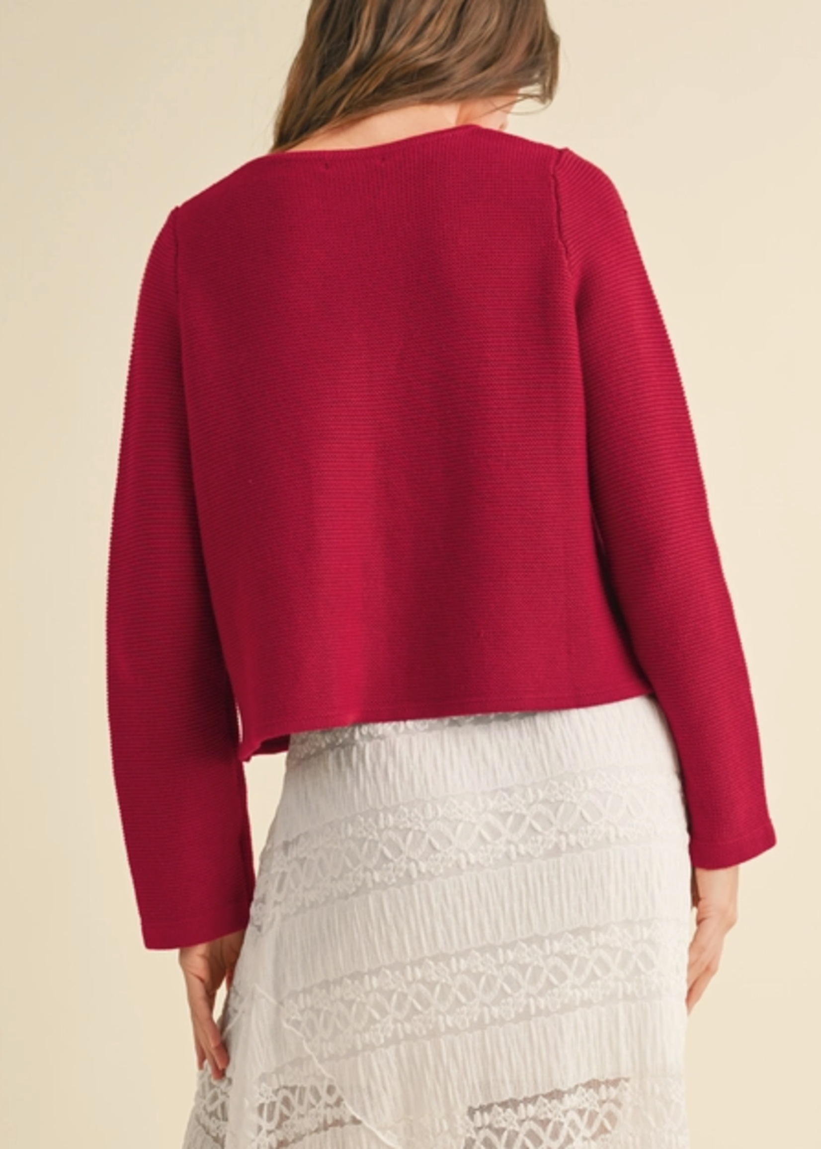 Long Sleeve Knitted Tie Front Cardigan