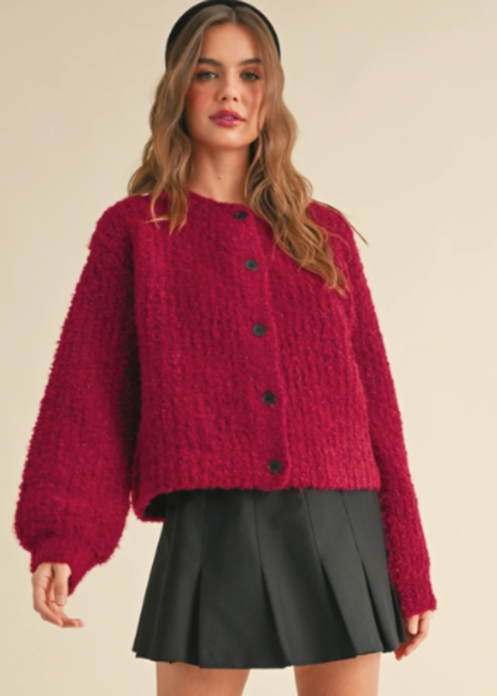 Roundneck Button Front Sweater Cardigan