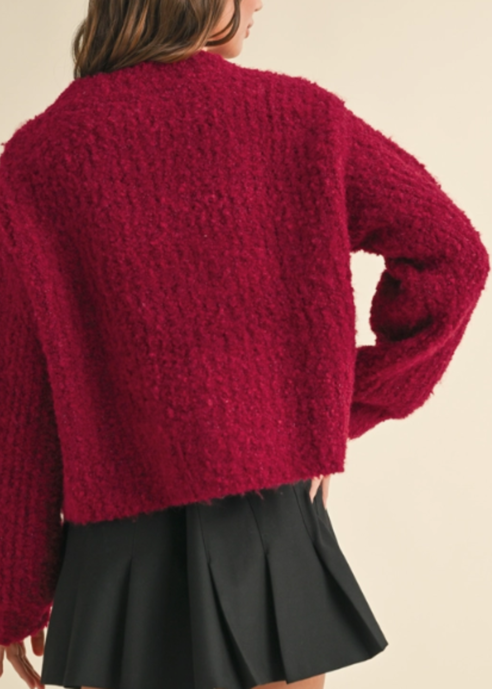 Roundneck Button Front Sweater Cardigan