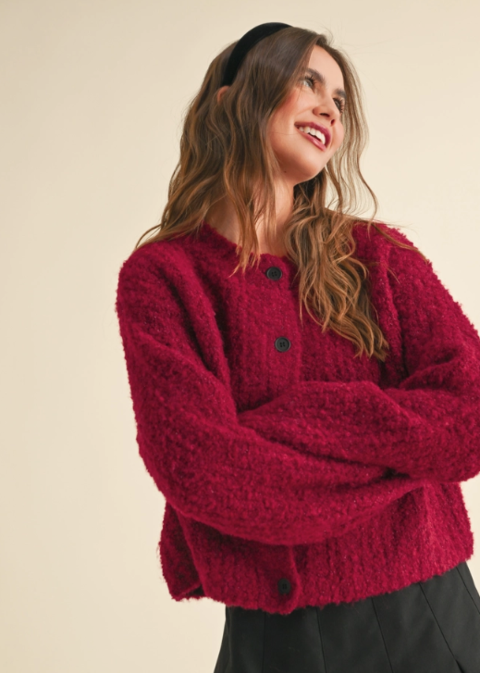 Roundneck Button Front Sweater Cardigan