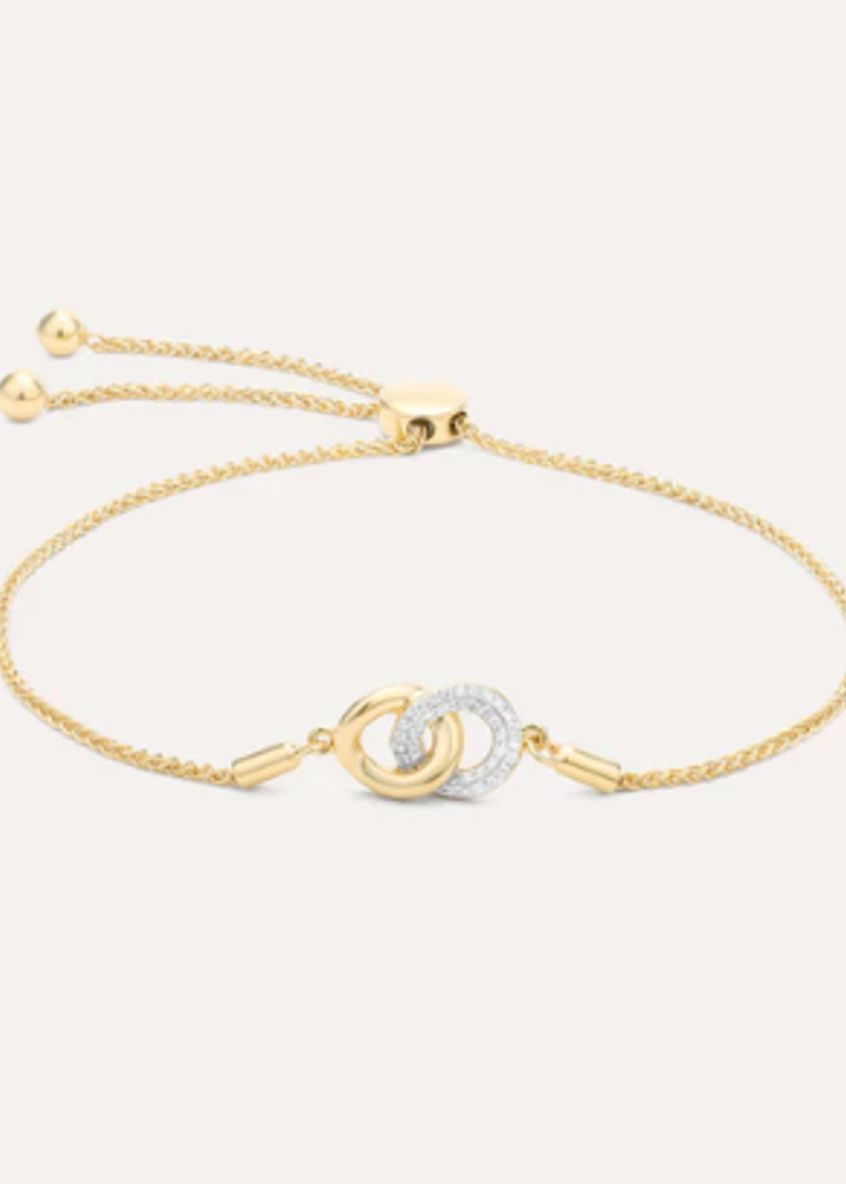 Entwined Discs Bolo Bracelet 14k Gold Plated