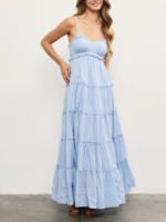 Front Shirring Ruffle Tiered Frill Sleeveless Dress
