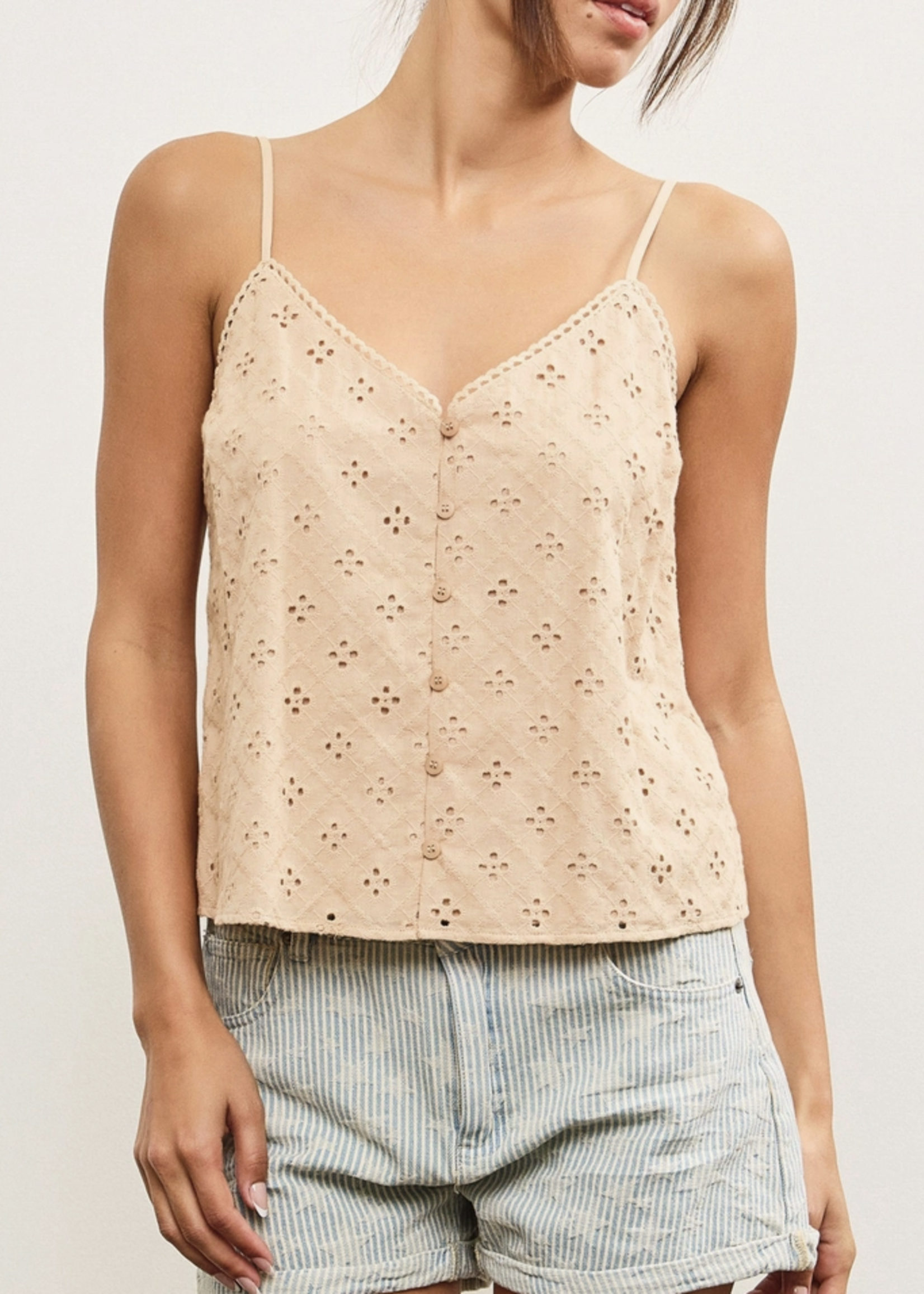 Front Button Eyelet Cami