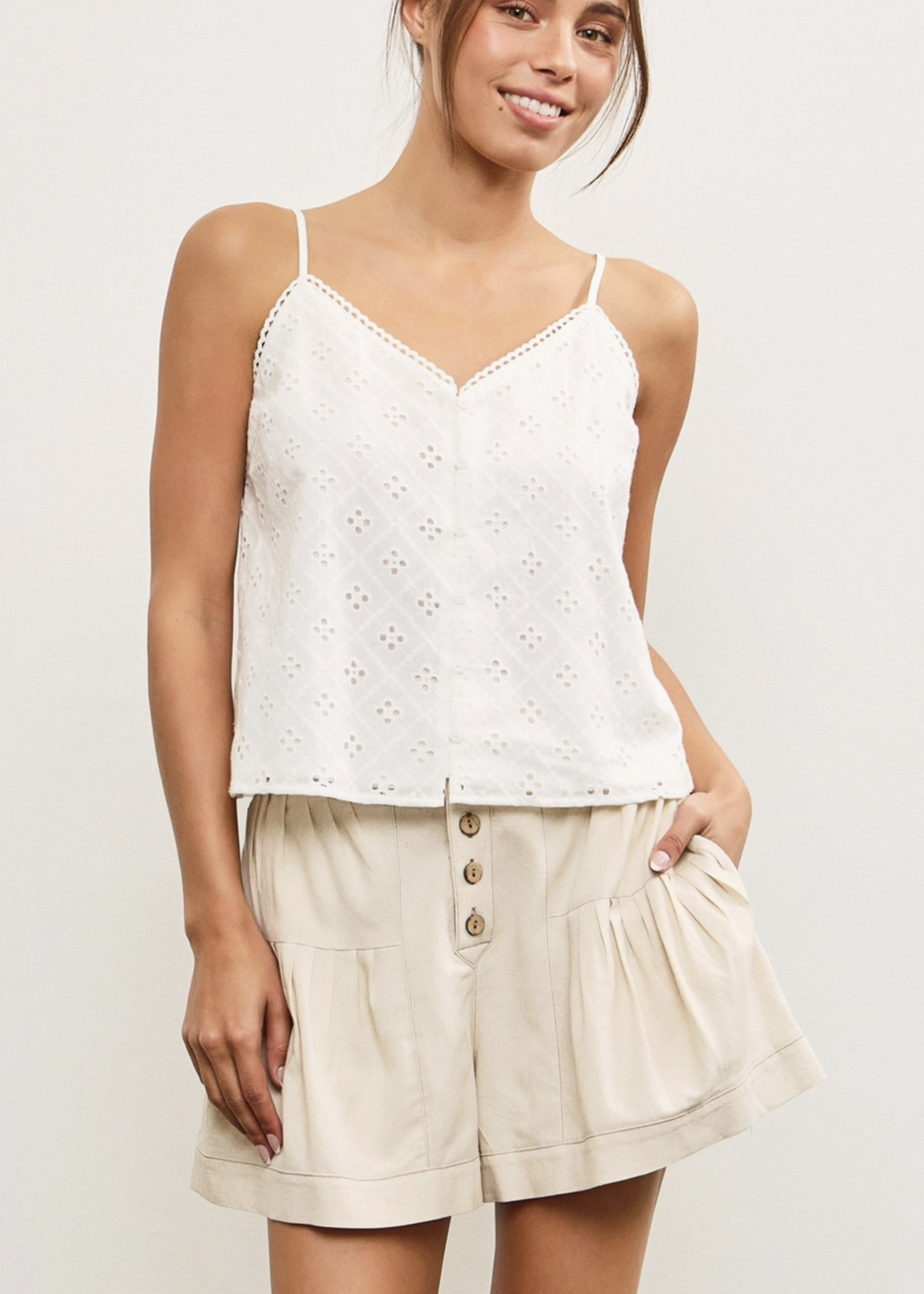 Front Button Eyelet Cami