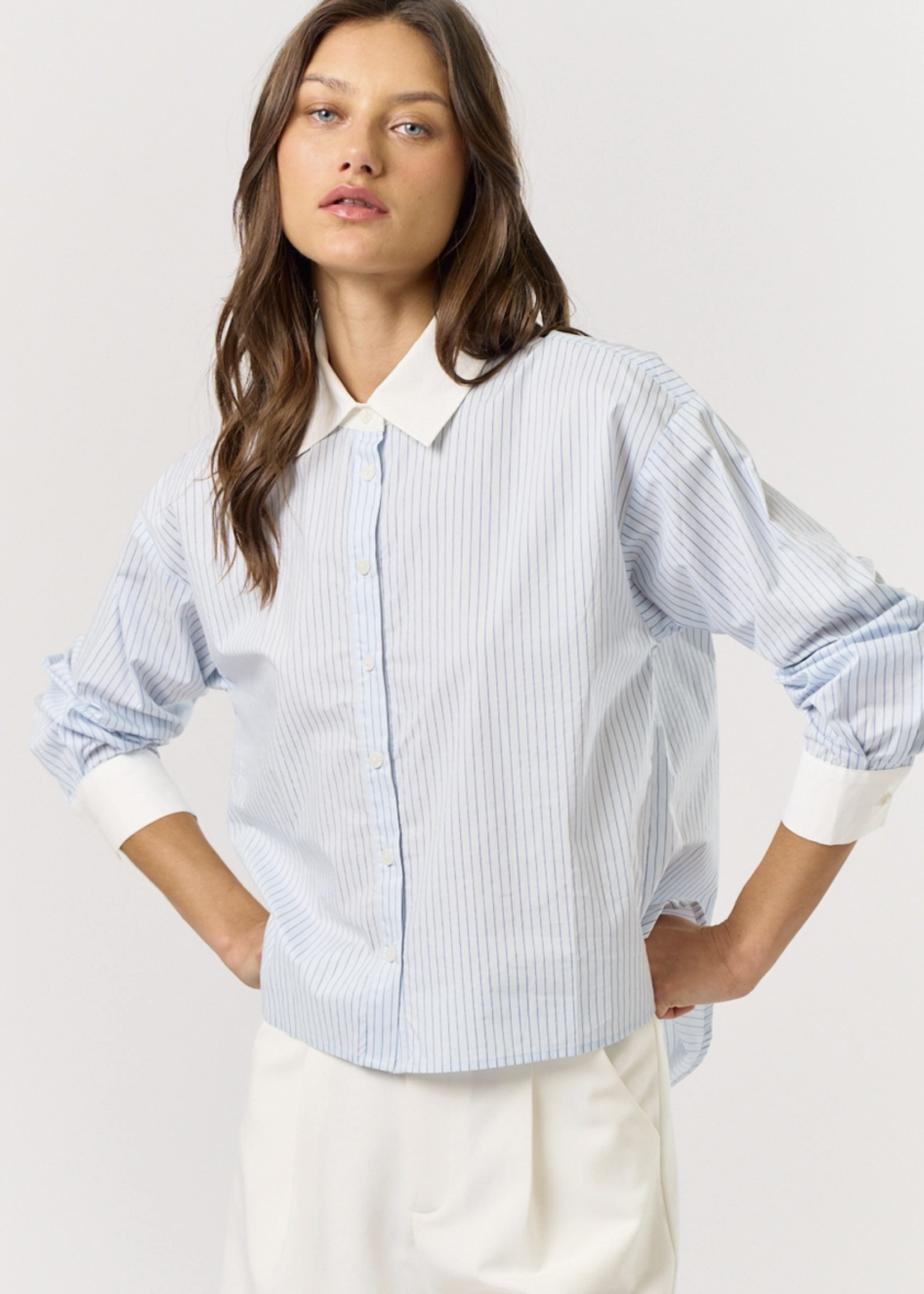 Stripe Button Down Contrast Collar & Cuff Shirt