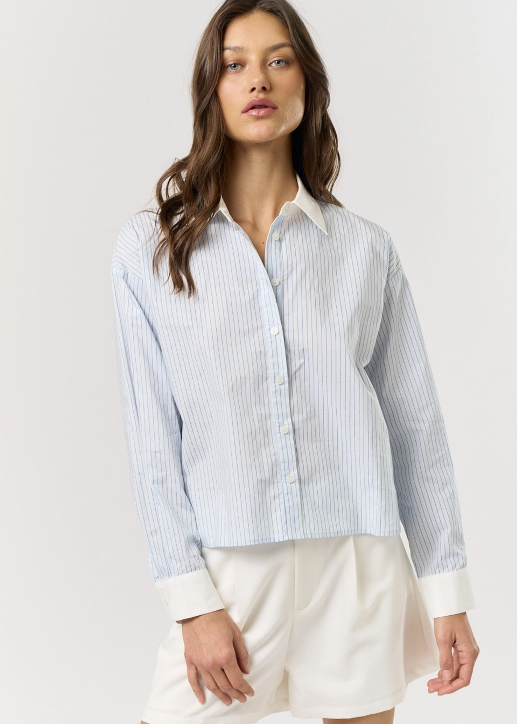 Stripe Button Down Contrast Collar & Cuff Shirt