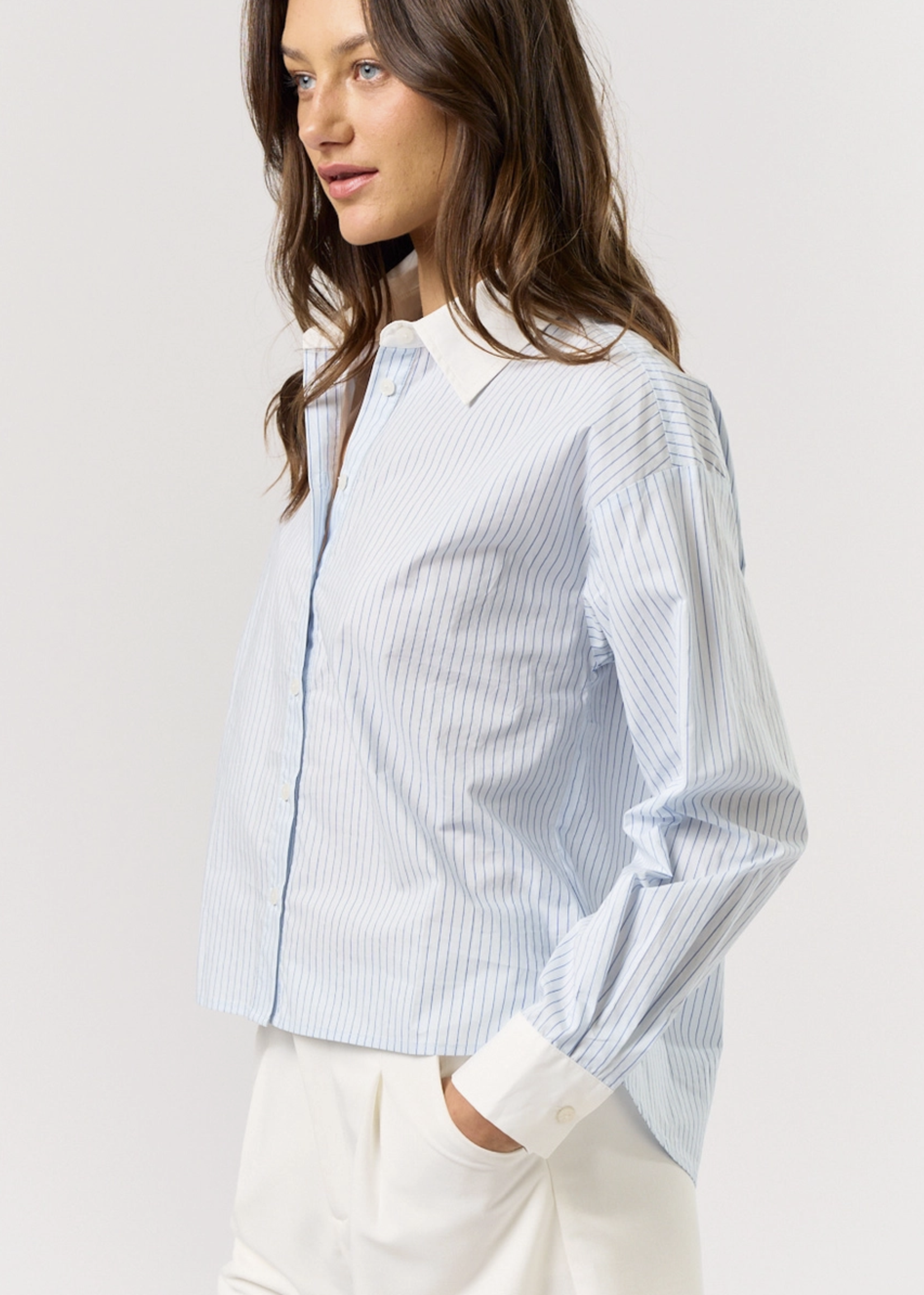 Stripe Button Down Contrast Collar & Cuff Shirt