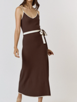 Contrast Detail Waist Tie Strappy Sweater Maxi