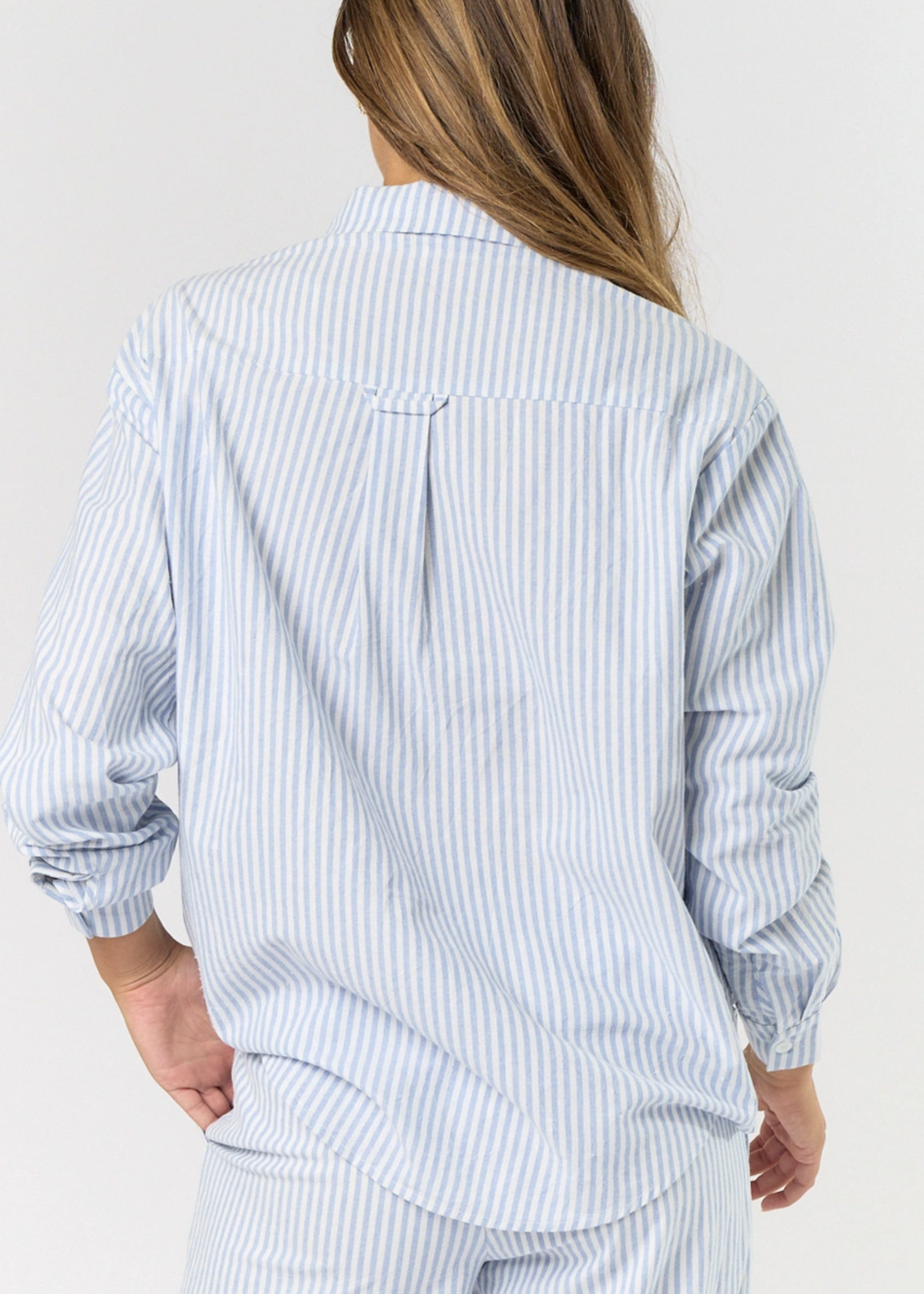 Embroidered Striped Button Down