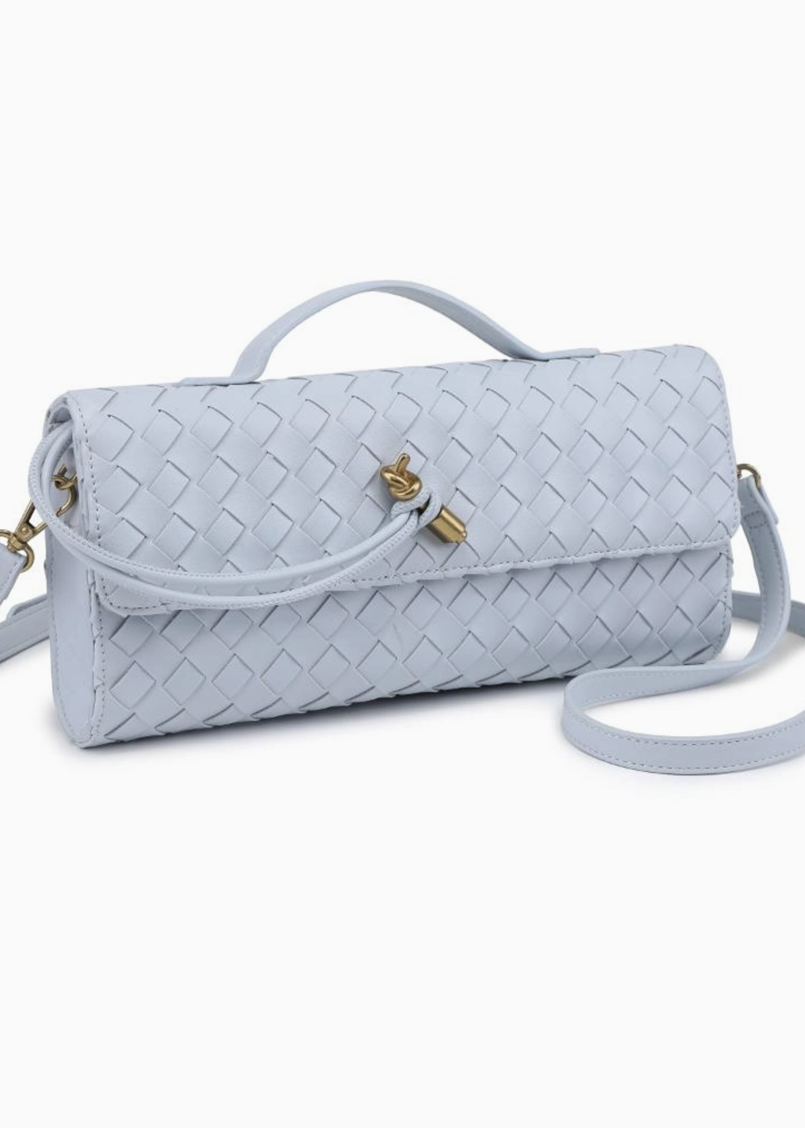 Ada Top Handle Woven East West Clutch Crossbody