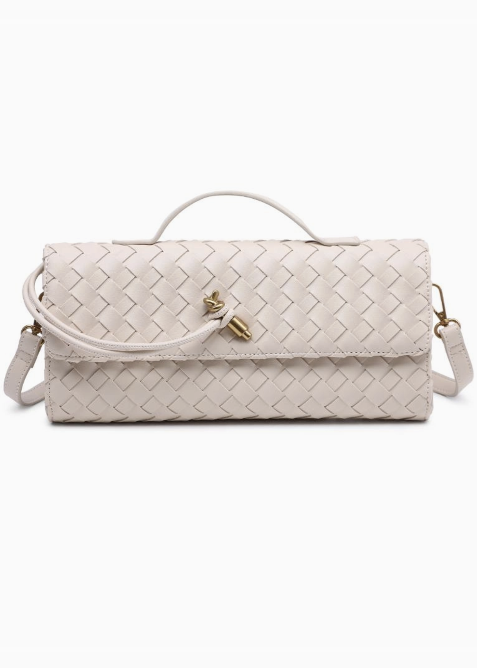 Ada Top Handle Woven East West Clutch Crossbody