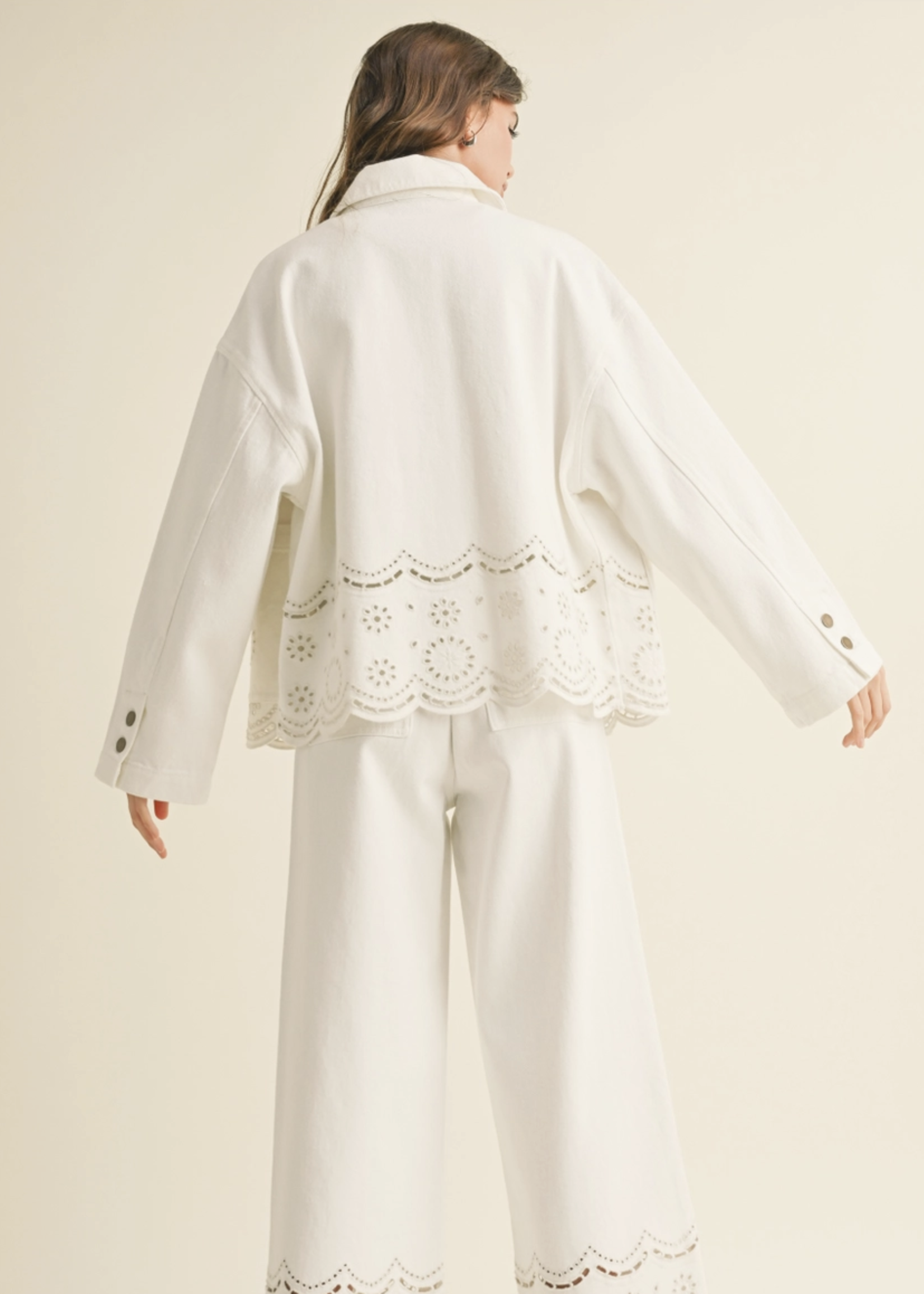 Jacket With Eyelet & Scallop Detail