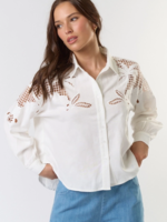 Embroidered Cut Out Button Down Shirt