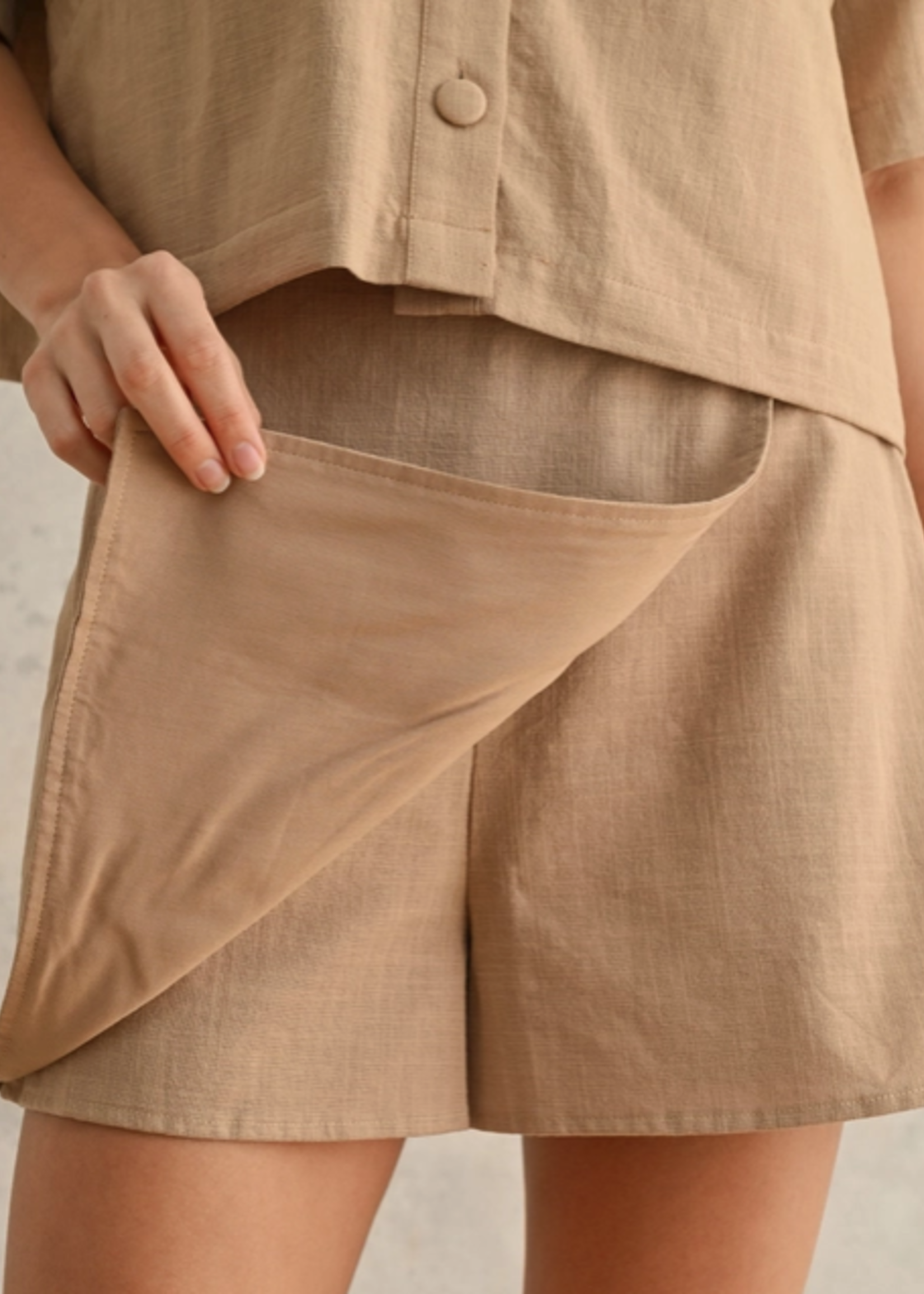 Linen Skort with Front Button