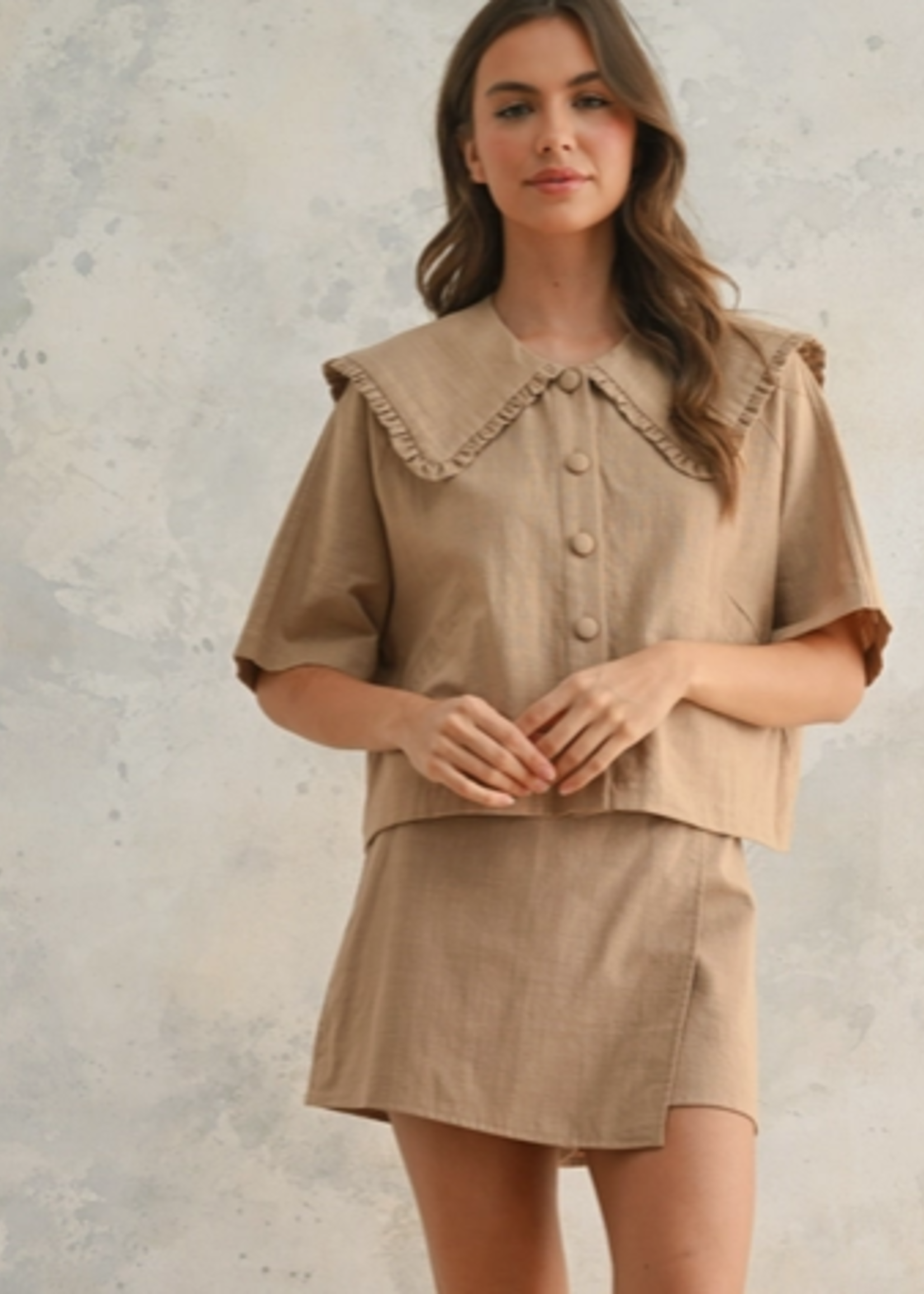 Linen Skort with Front Button