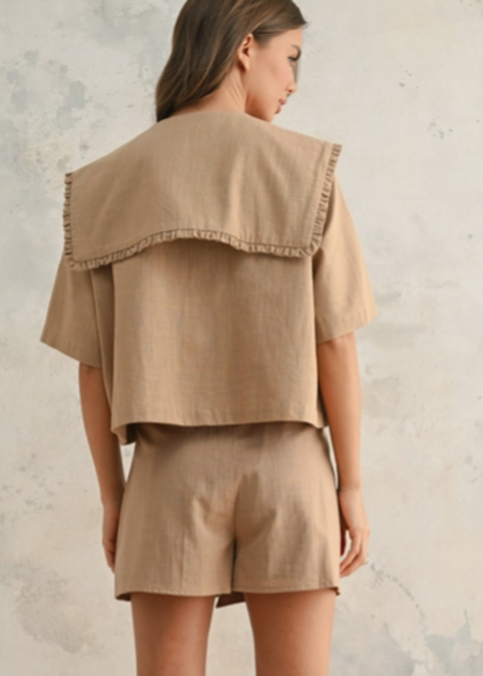 Linen Skort with Front Button