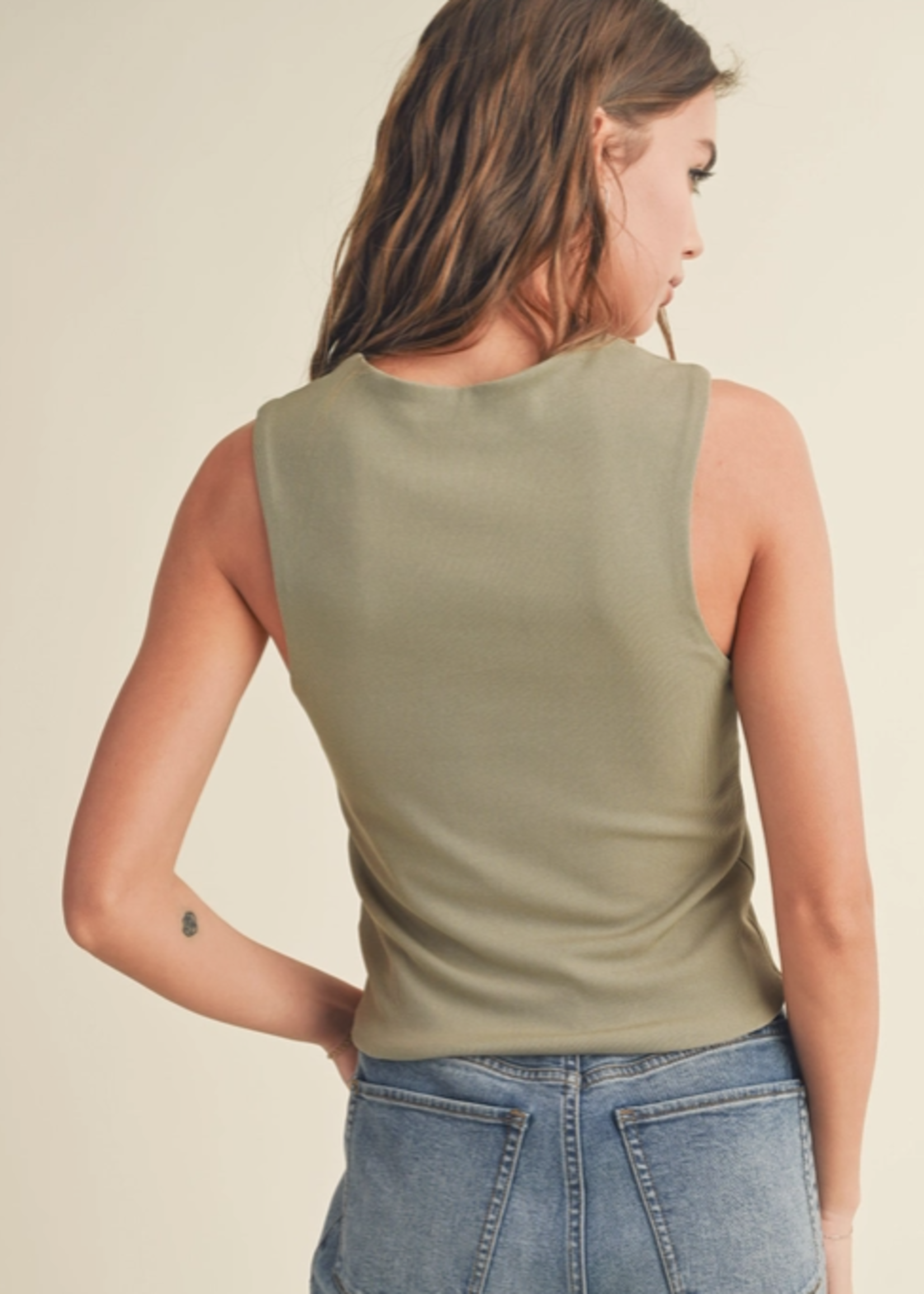 Mini Ribbed Square Neck Knitted Top