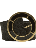 Wide Stretch Belt Gold Circle Buckle