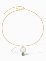 Color Block Pendant Necklace in Mother of Pearl and Blue Mohave Turquoise