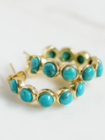 Mini Rory Hoop Earrings in Blue Mohave Turquoise 14K Gold Over Brass