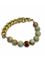 Snakeskin Jasper Solid Brass Chain Bracelet