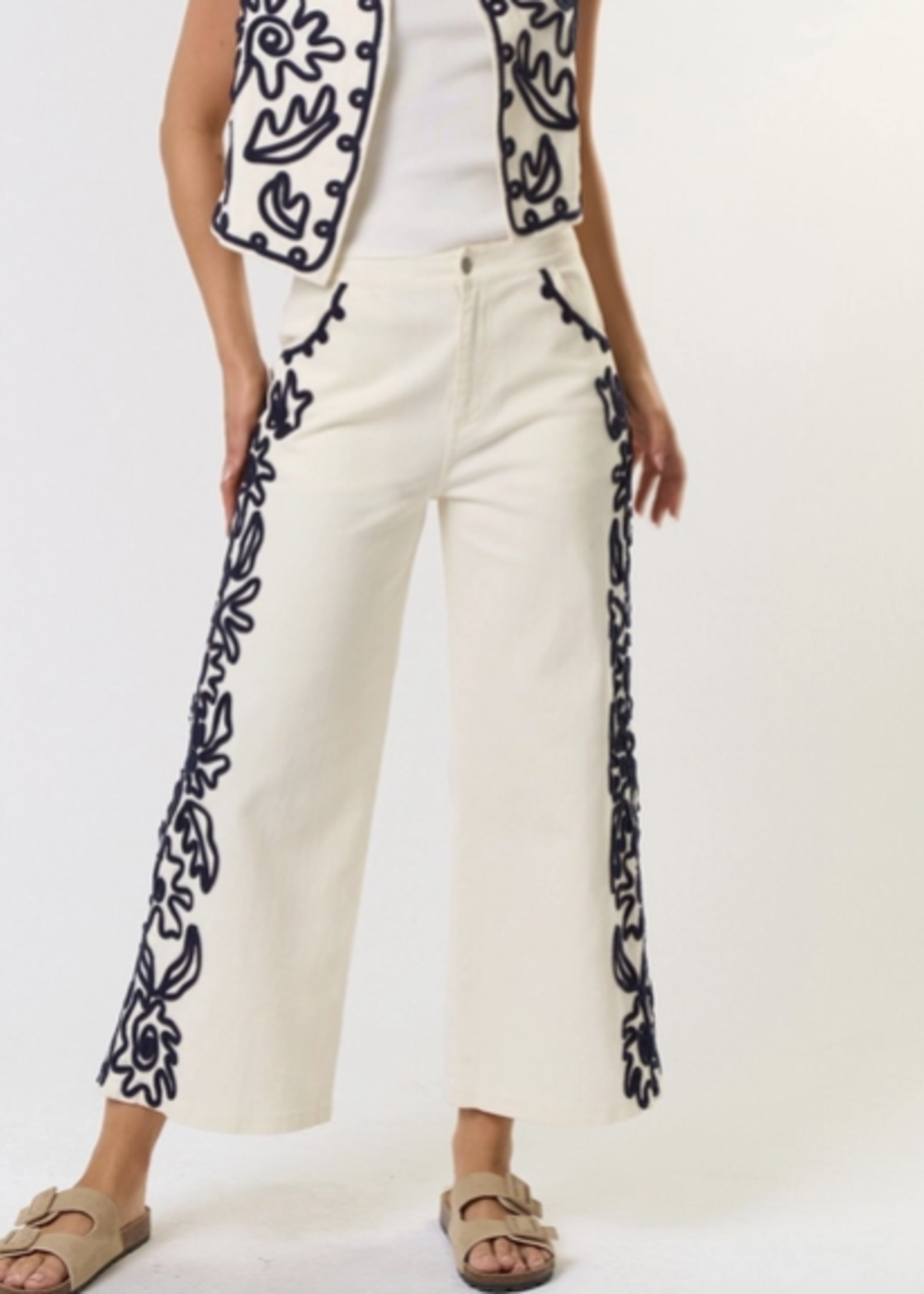 Cord Detailed Denim Pant