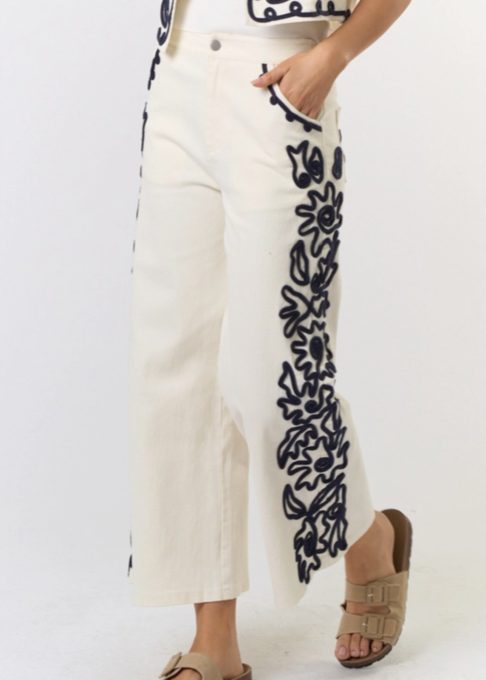 Cord Detailed Denim Pant