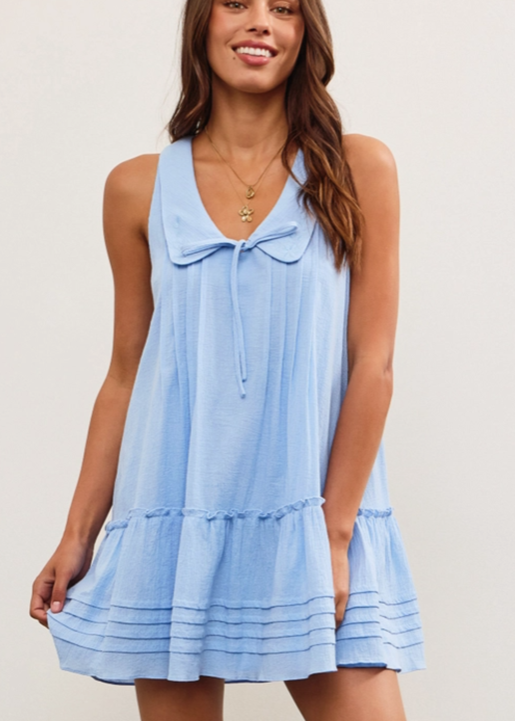 Peter Pan Collar Ruffle Hem Dress