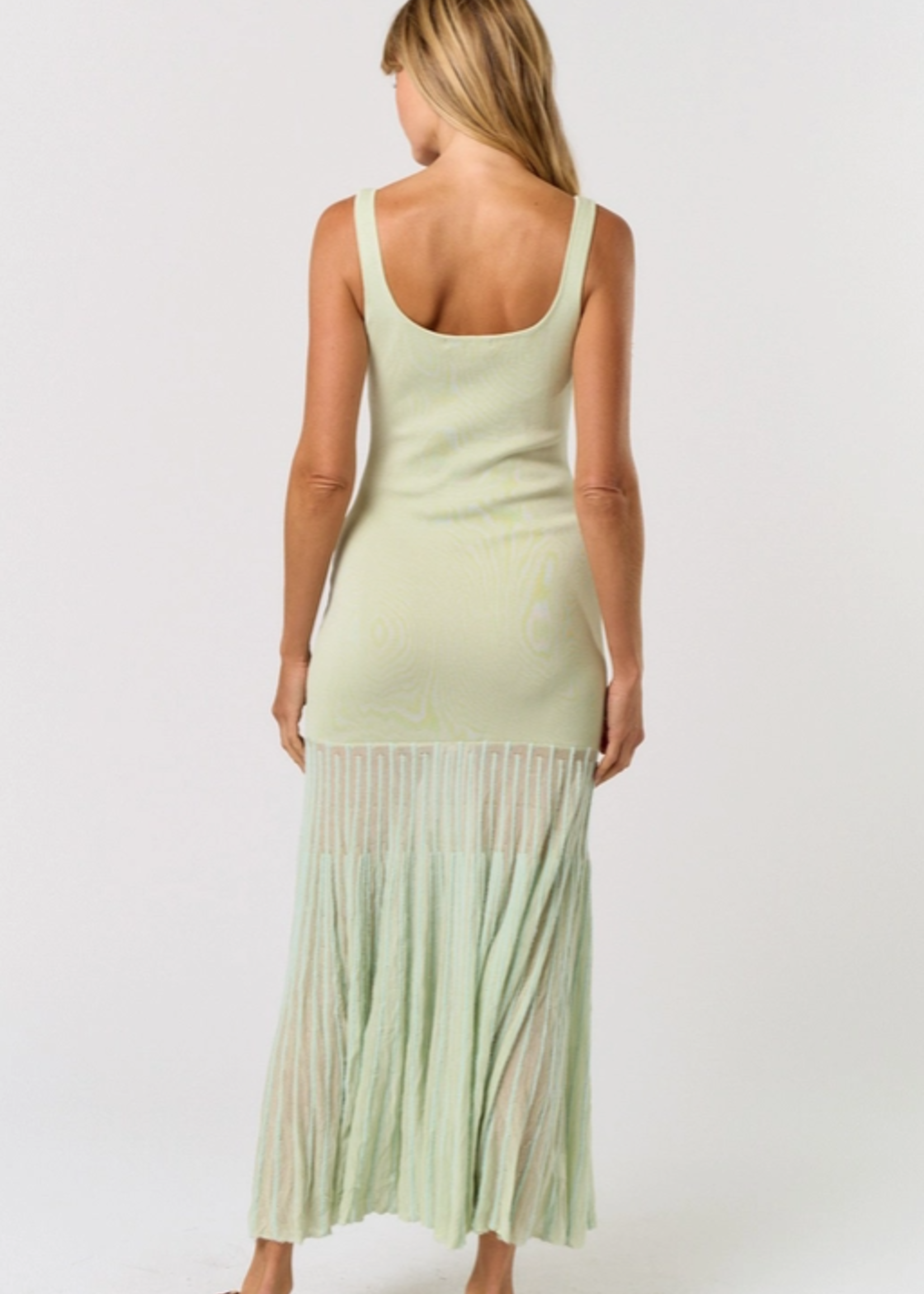 Sleeveless Sweater Dress with Flowy Mesh Bottom