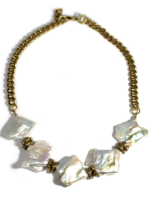 Pearl Baroque & Brass Accents Statement Chain