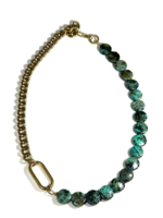 Solid Brass Race Track & African Turquoise Statement Chain