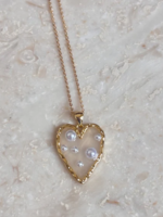 Left Bank Pearl Heart Charm Gold Filled 16"