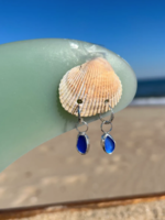 Sea Glass Hoop Earrings Sterling Silver