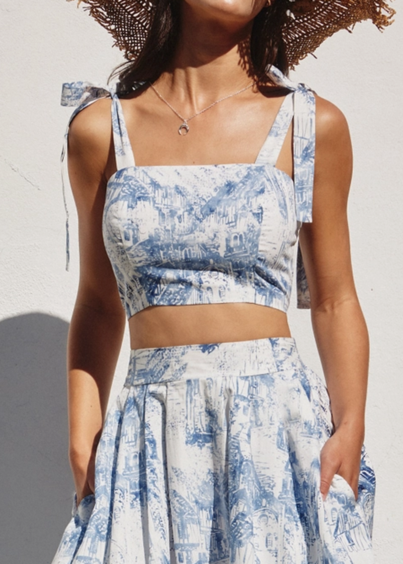 Coastline Tie Shoulder Crop Top