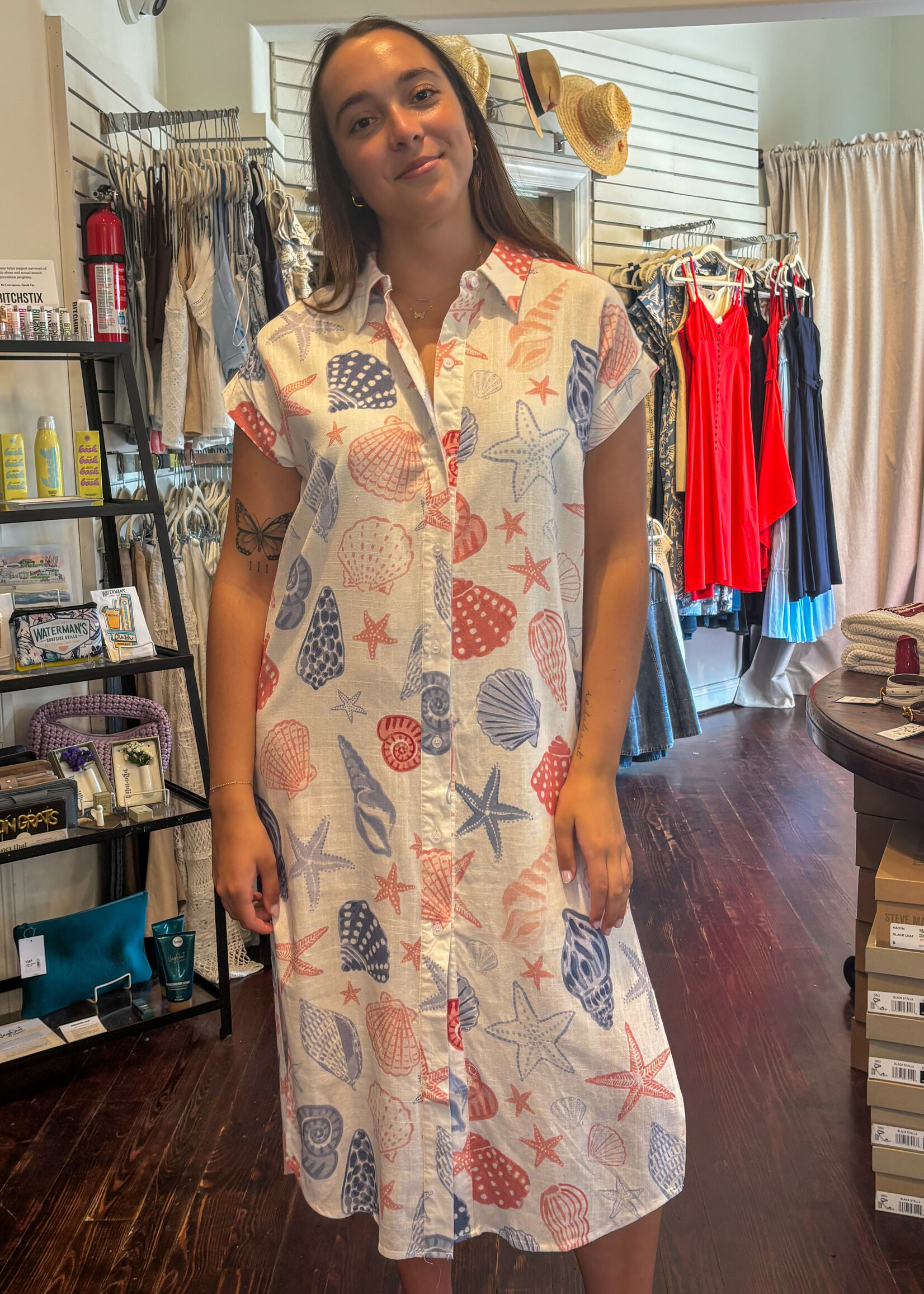 Seashells Duster Shirt Dress