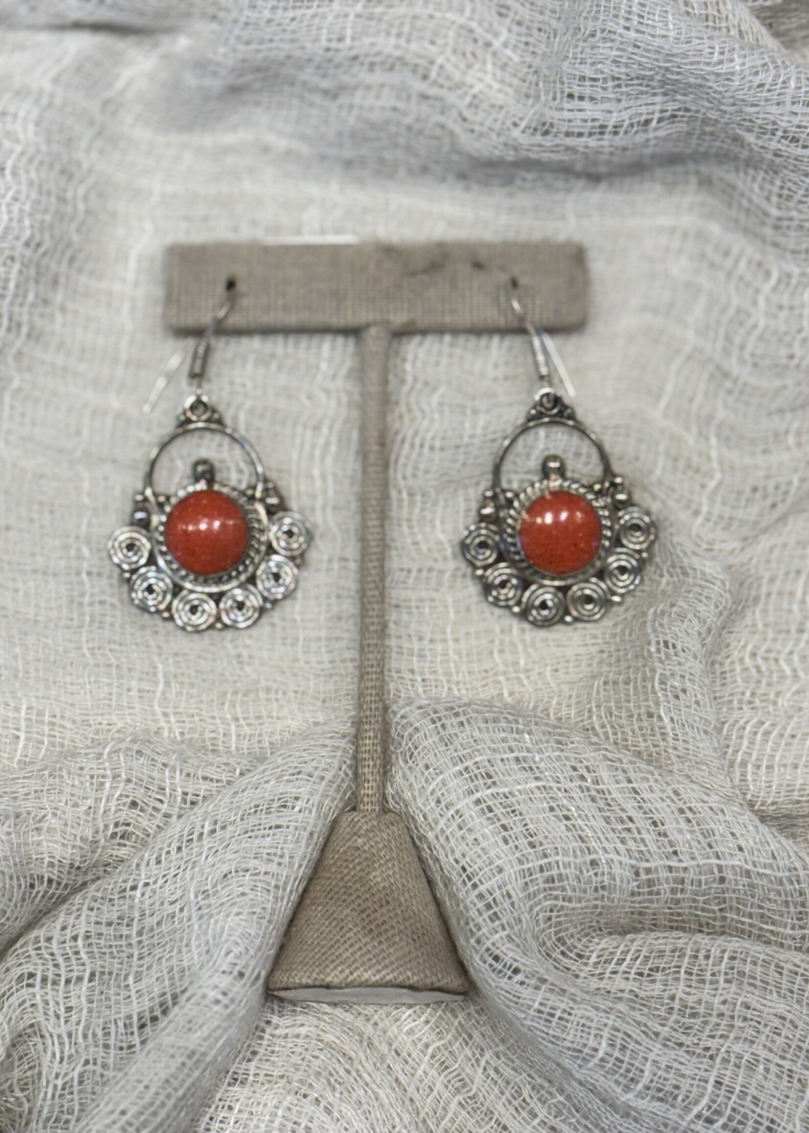 Coral Swirl Earring  German Silver