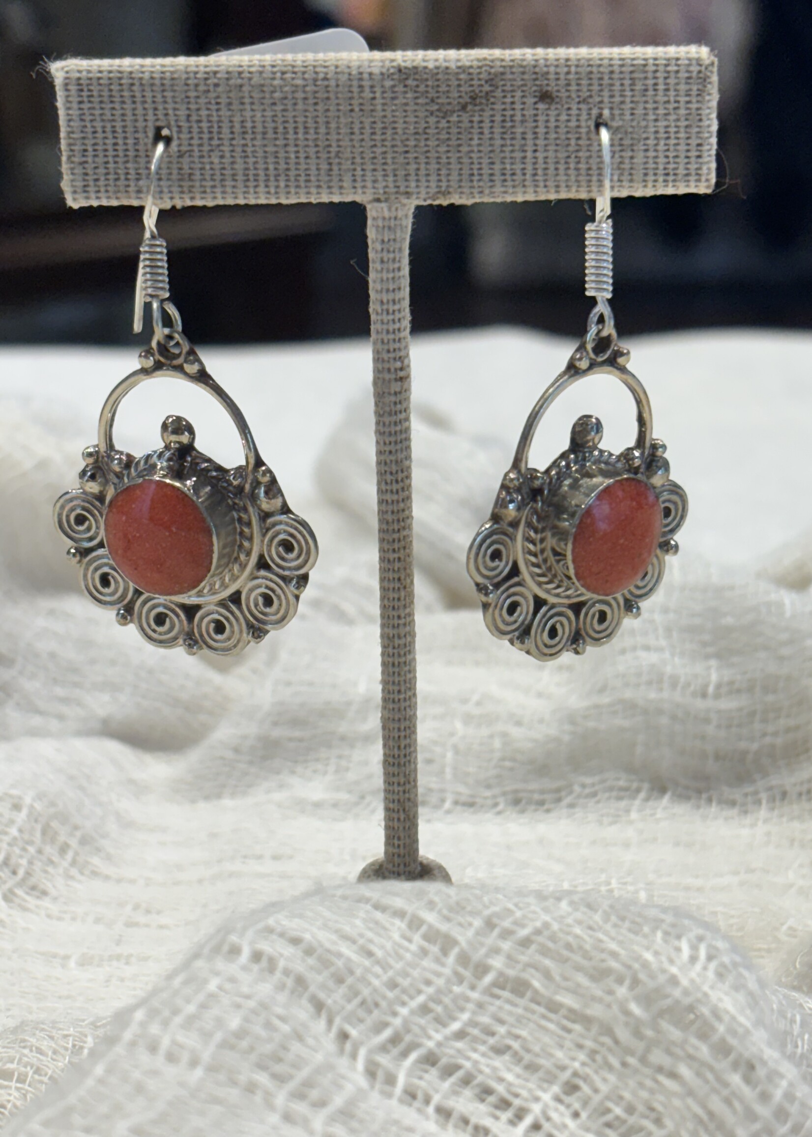 Coral Swirl Earring  German Silver