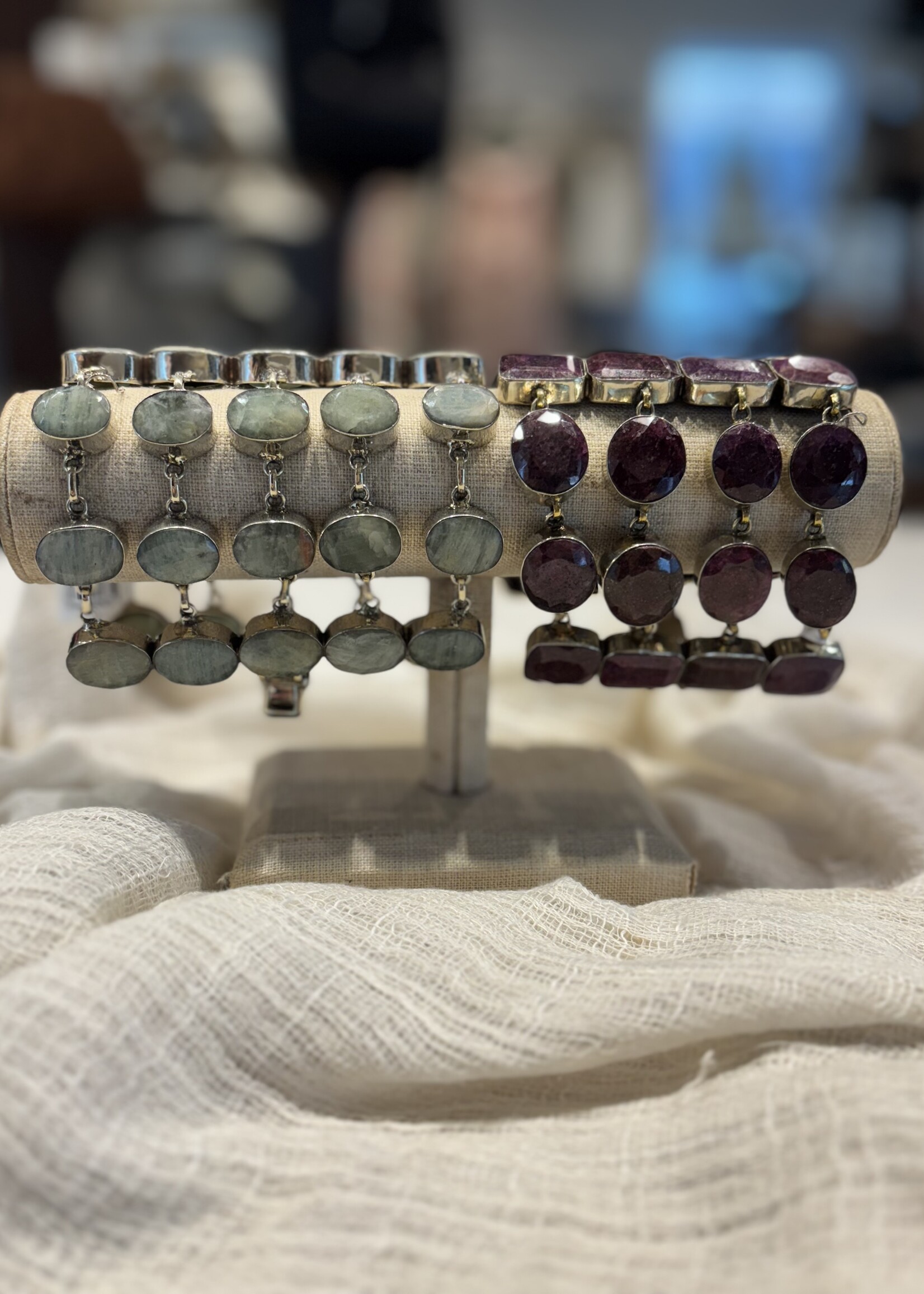 Ruby Arm Armour Bracelet German Silver