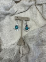 Floral Teardrop & Turquoise Earring  German Silver