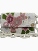 Floral Beaded Clutch with Beaded Chain Strap