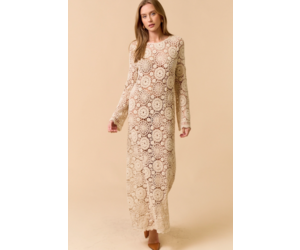 chinese dress ladies Zizi Long Sleeve Crochet Maxi Dress Black– Selfie Leslie main image 1