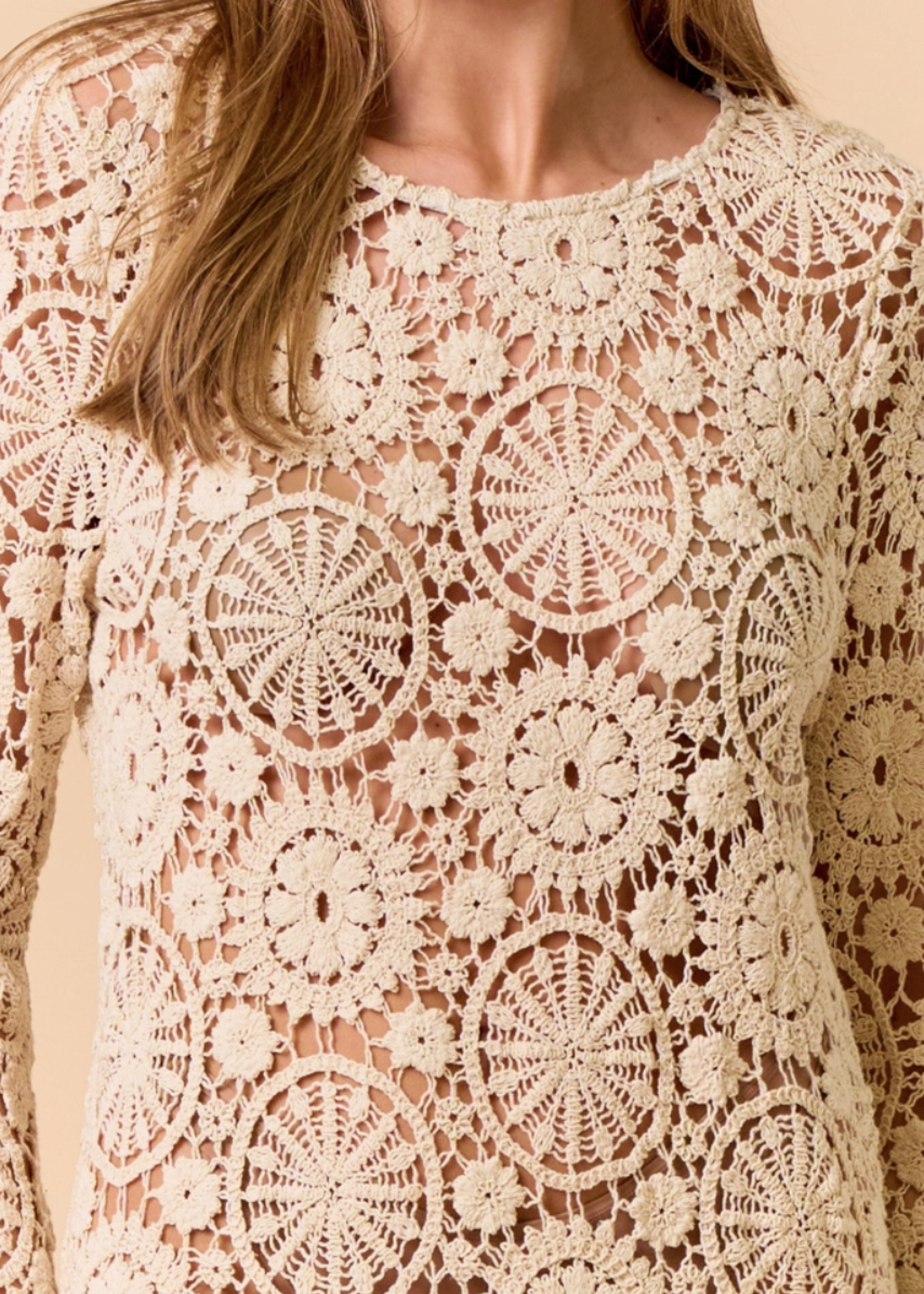 Long Sleeve Crochet Maxi Dress