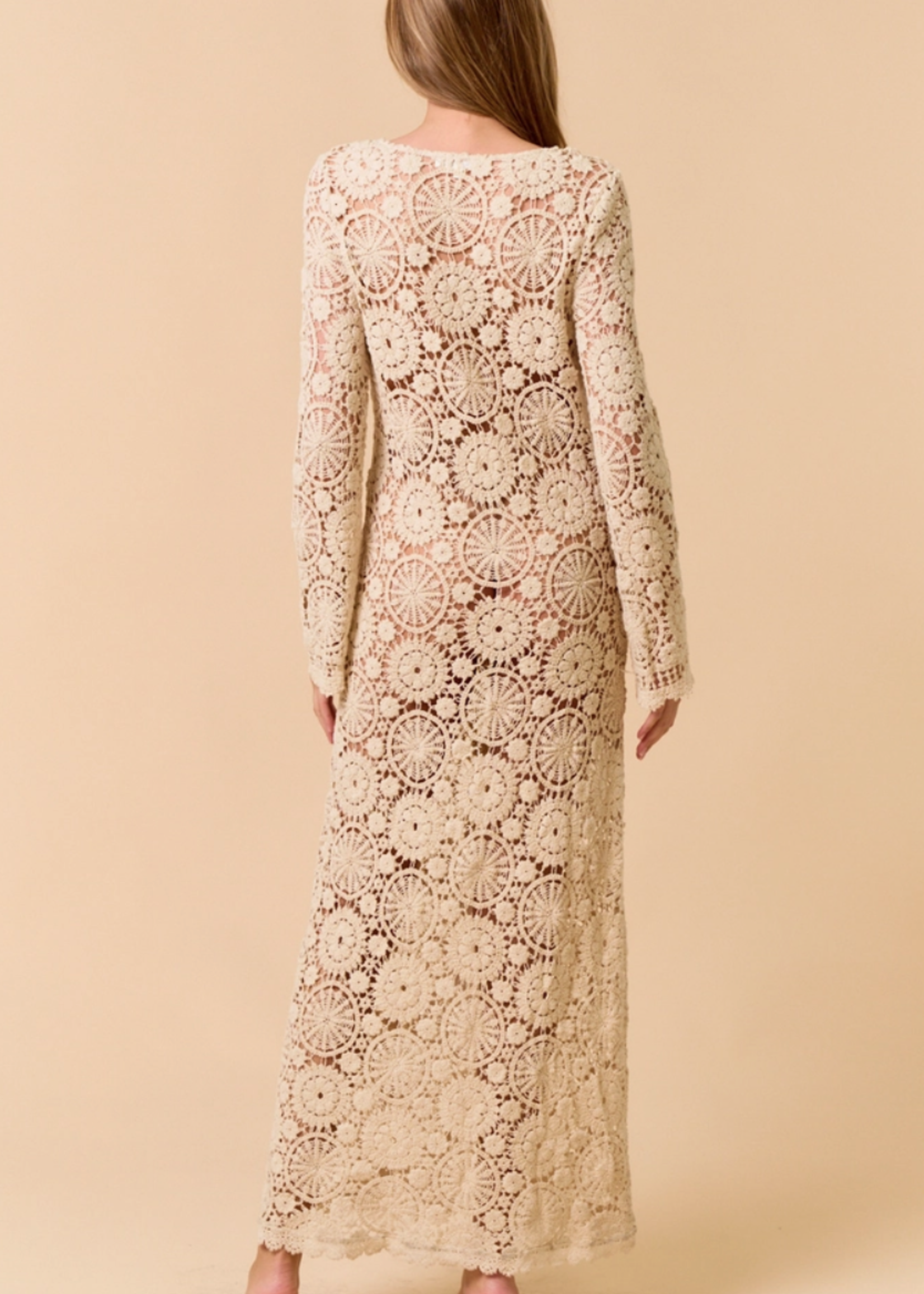 Long Sleeve Crochet Maxi Dress